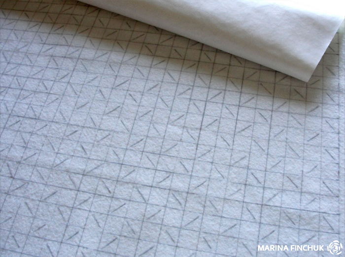 подушка с буфами, разметка рисунка на ткани