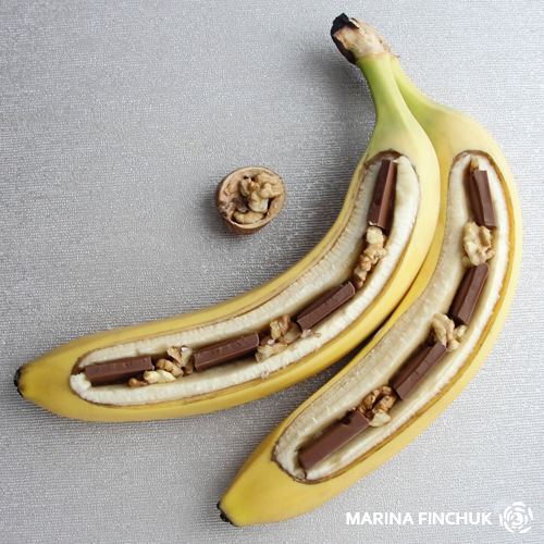 бананы с шоколадом и грецкими орехами. Марина Финчук