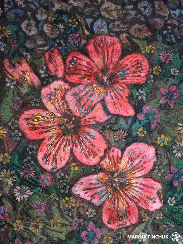 Art Textile. The Summer Grasses and Wildflowers