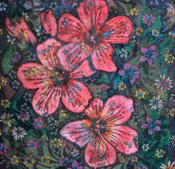 Текстильная картина Летние травы, дикие цветы